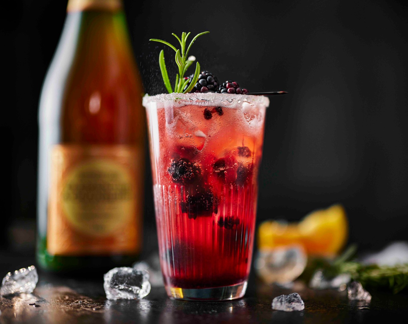 step 3 Garnish with a sprig of rosemary (1 sprig) and the blackberries (2) on a cocktail stick. Dust over the remaining icing sugar (1/2 tsp) to serve.