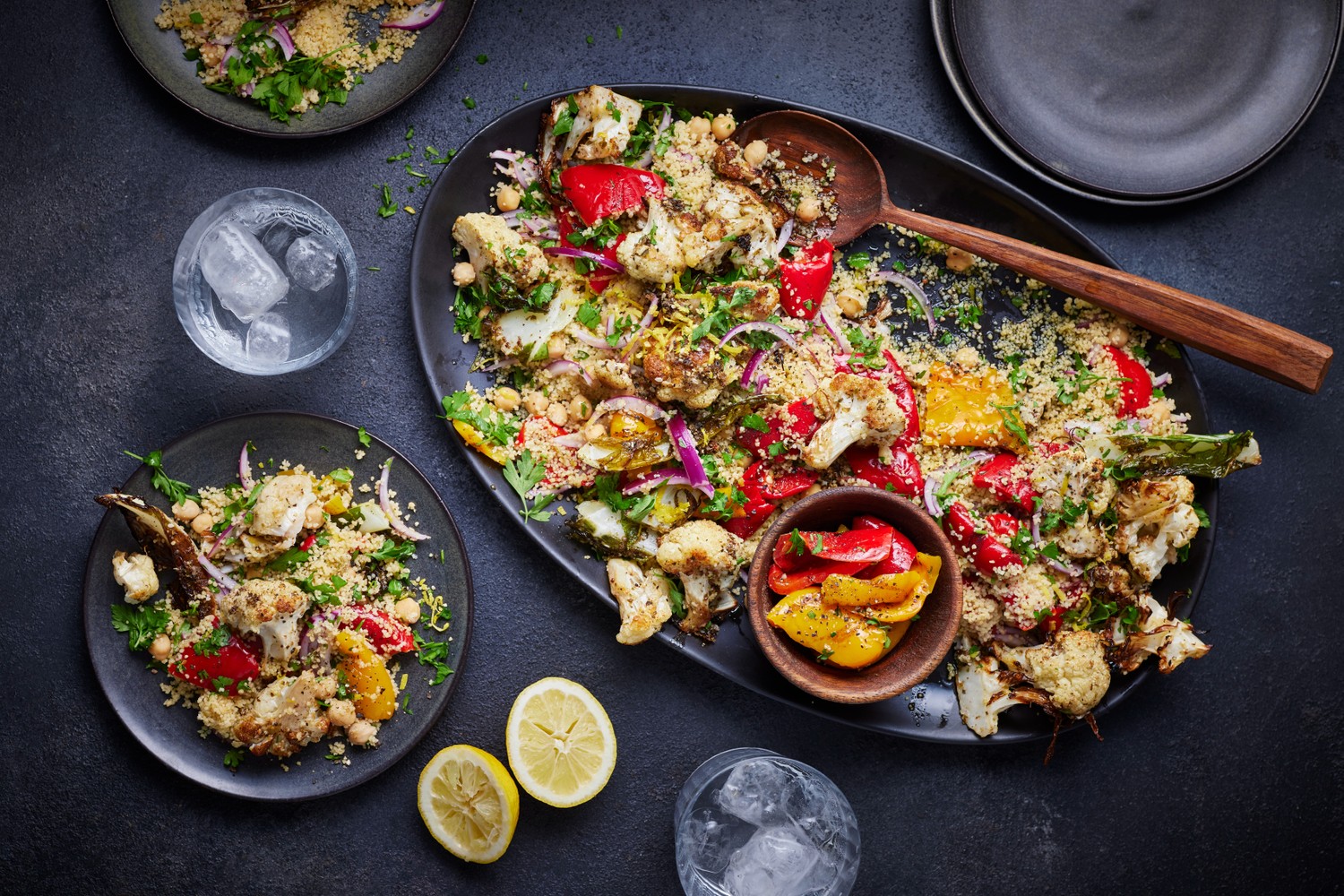 Za’atar roasted cauliflower with herby couscous salad
