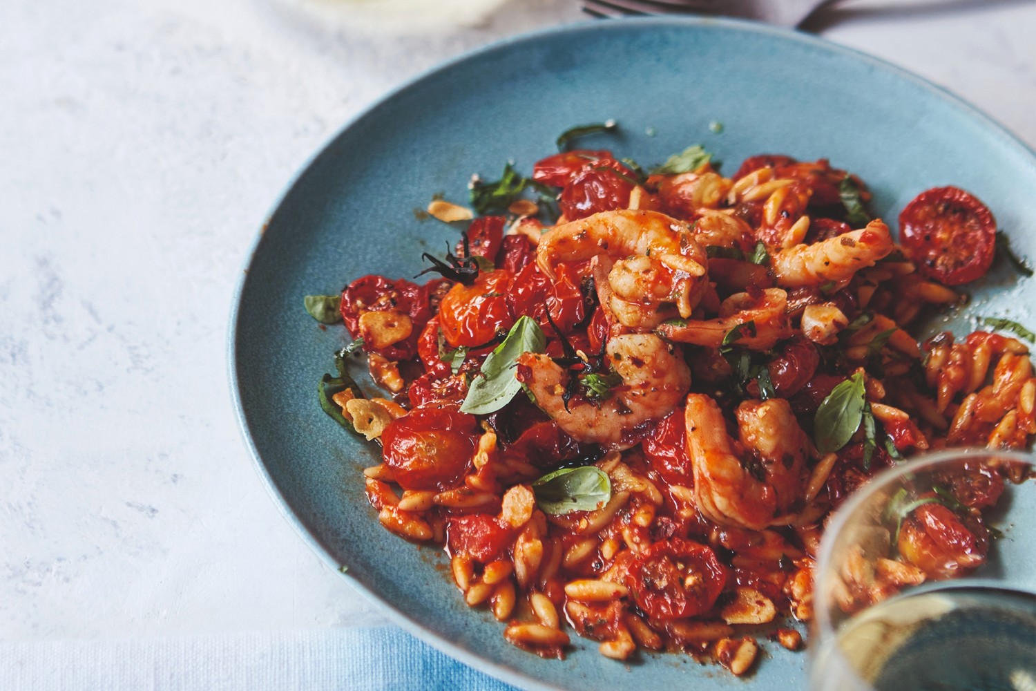 Prawn and roasted tomato orzo