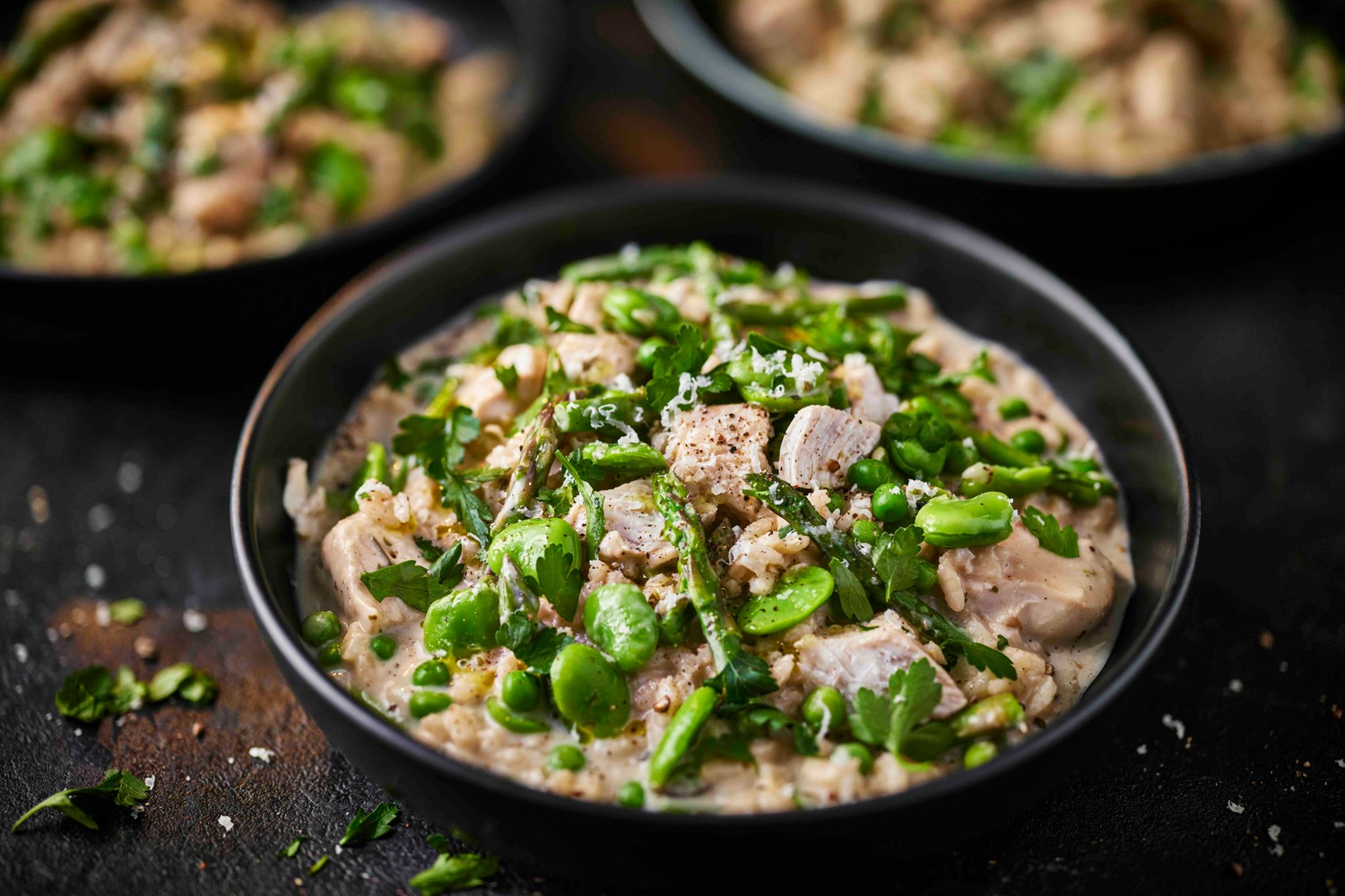 Spring greens chicken risotto