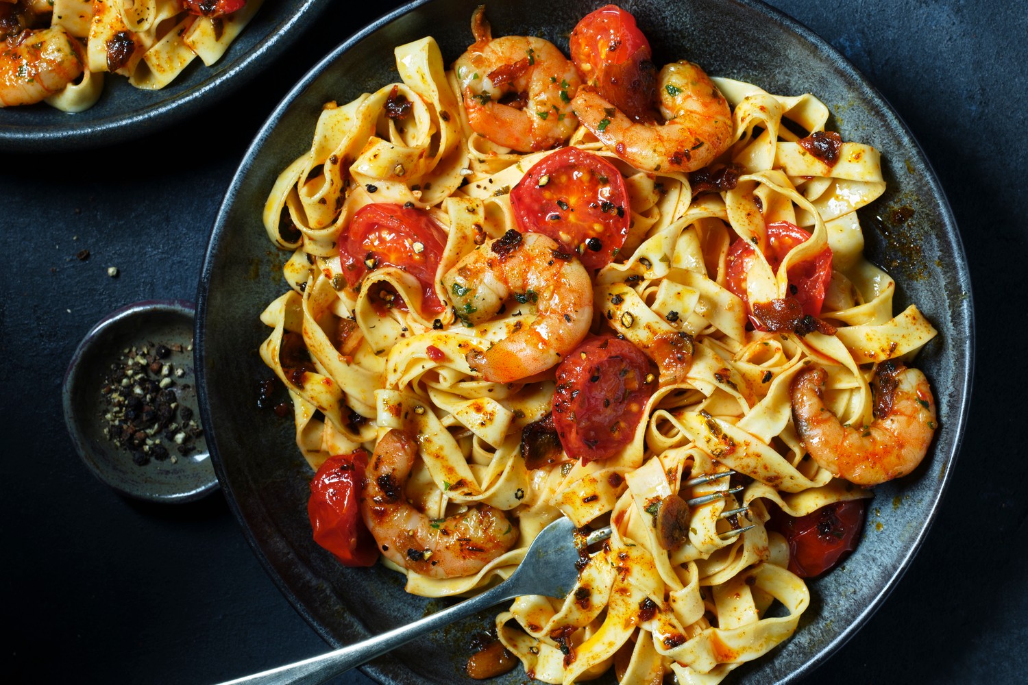 Spicy four-ingredient prawn pasta