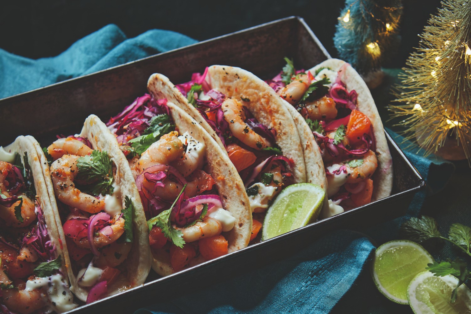 Prawn tacos with clementine salsa