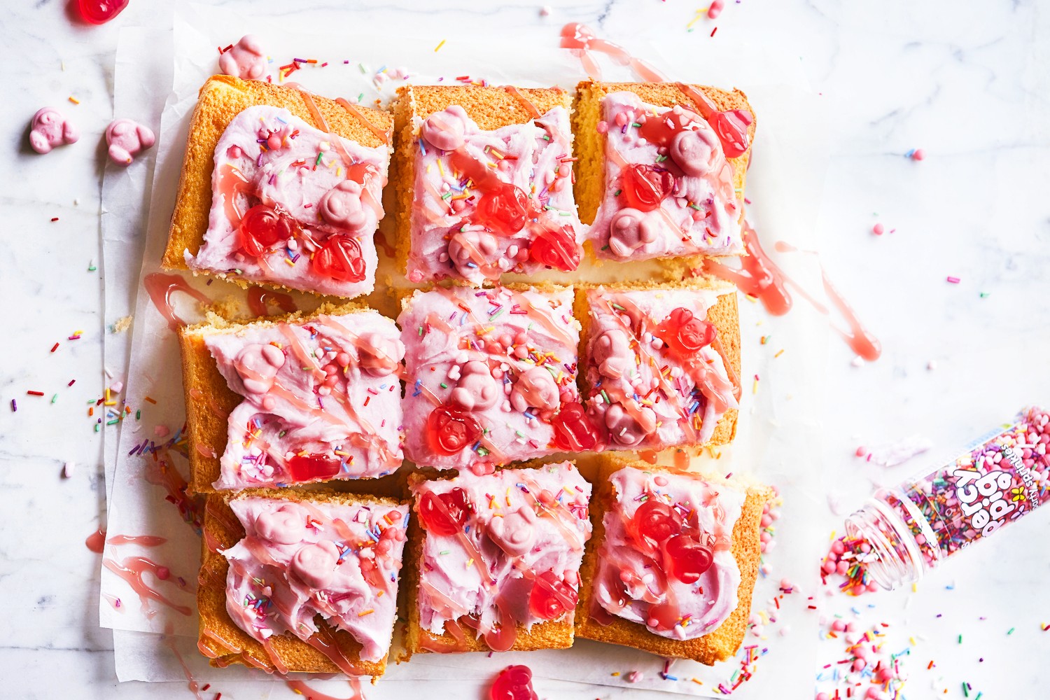 The ultimate Percy Pig traybake