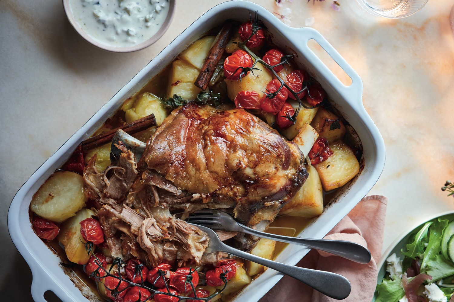 Kleftiko, Greek salad and tzatziki