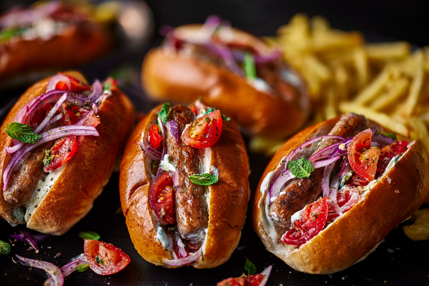 Lamb gyros-style hot dogs recipe