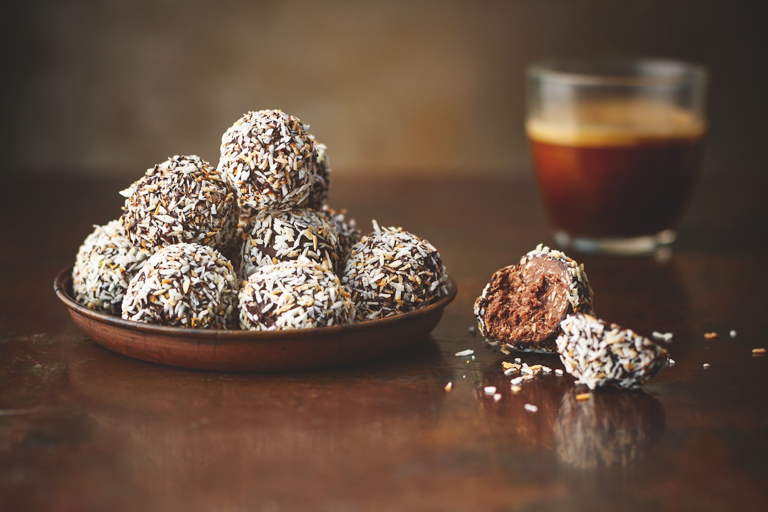 Vegan coconut chocolate truffles