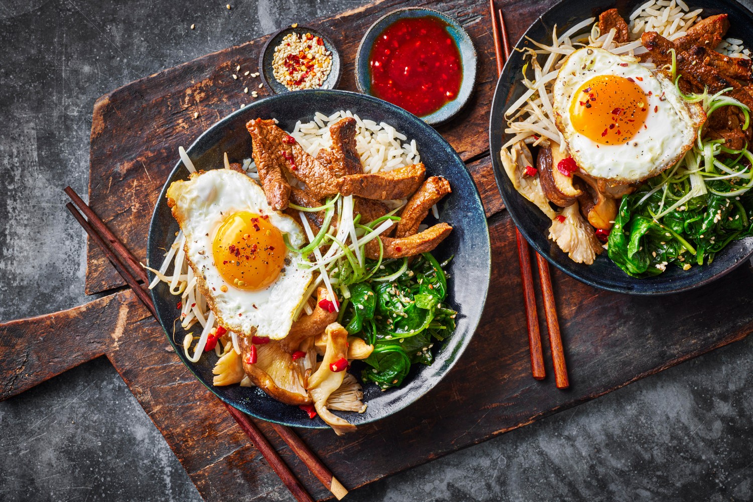 Korean-inspired beef rice bowl