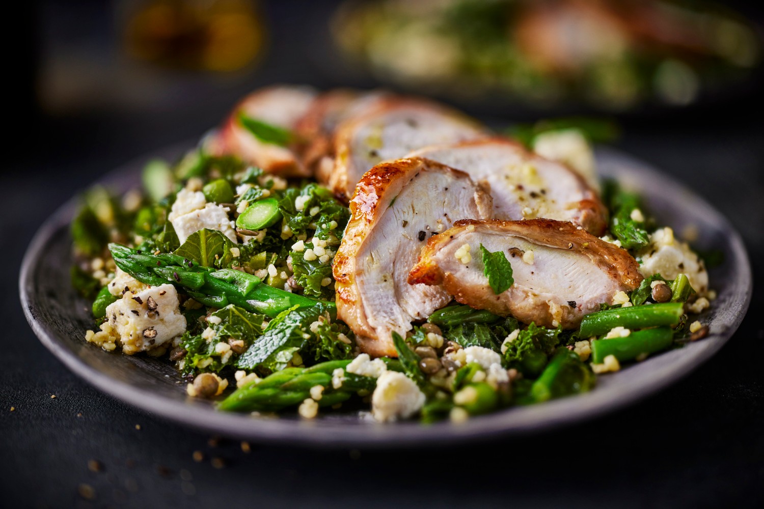 Spring roast chicken and feta salad