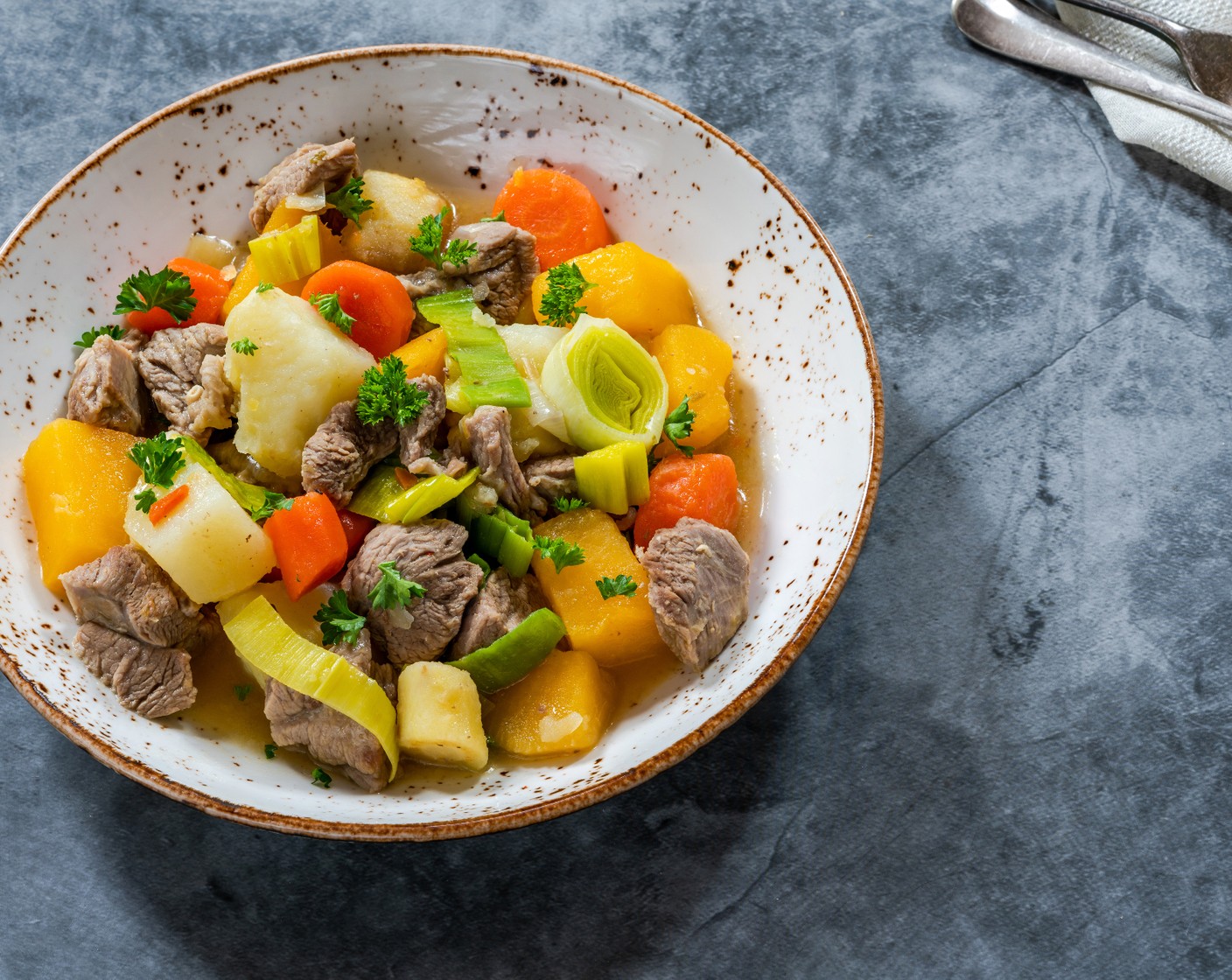 Traditional Welsh lamb cawl