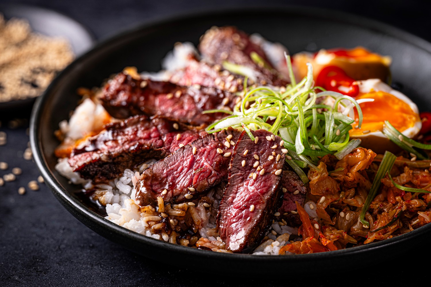 Korean steak and coconut rice bowl