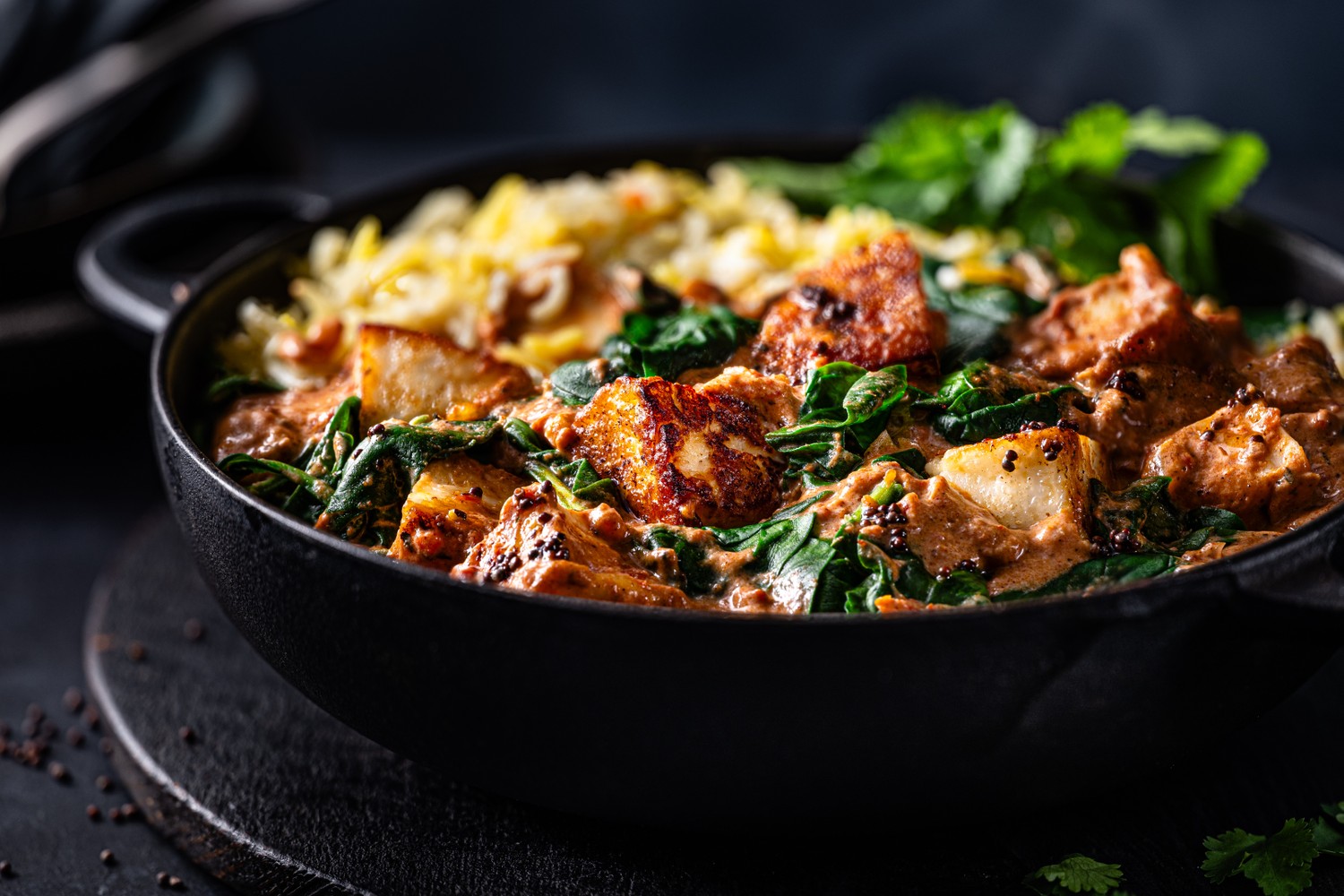 Halloumi and spinach curry recipe