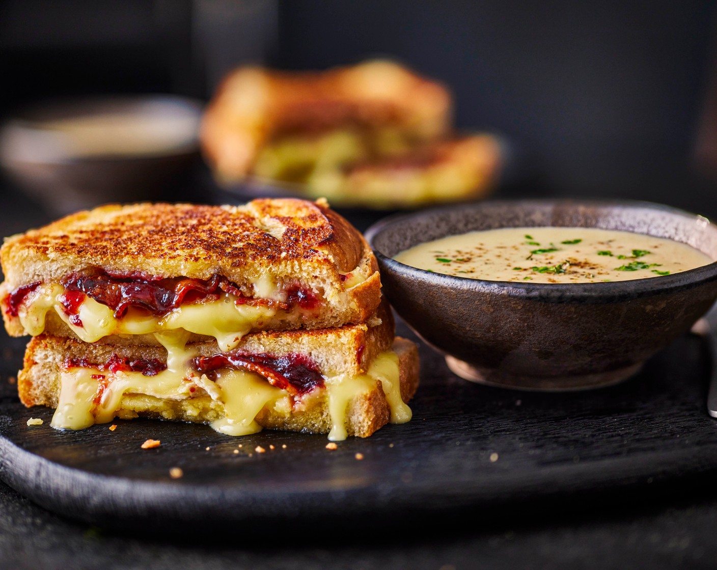 step 6 Serve the soup in bowls with the toastie for dunking.