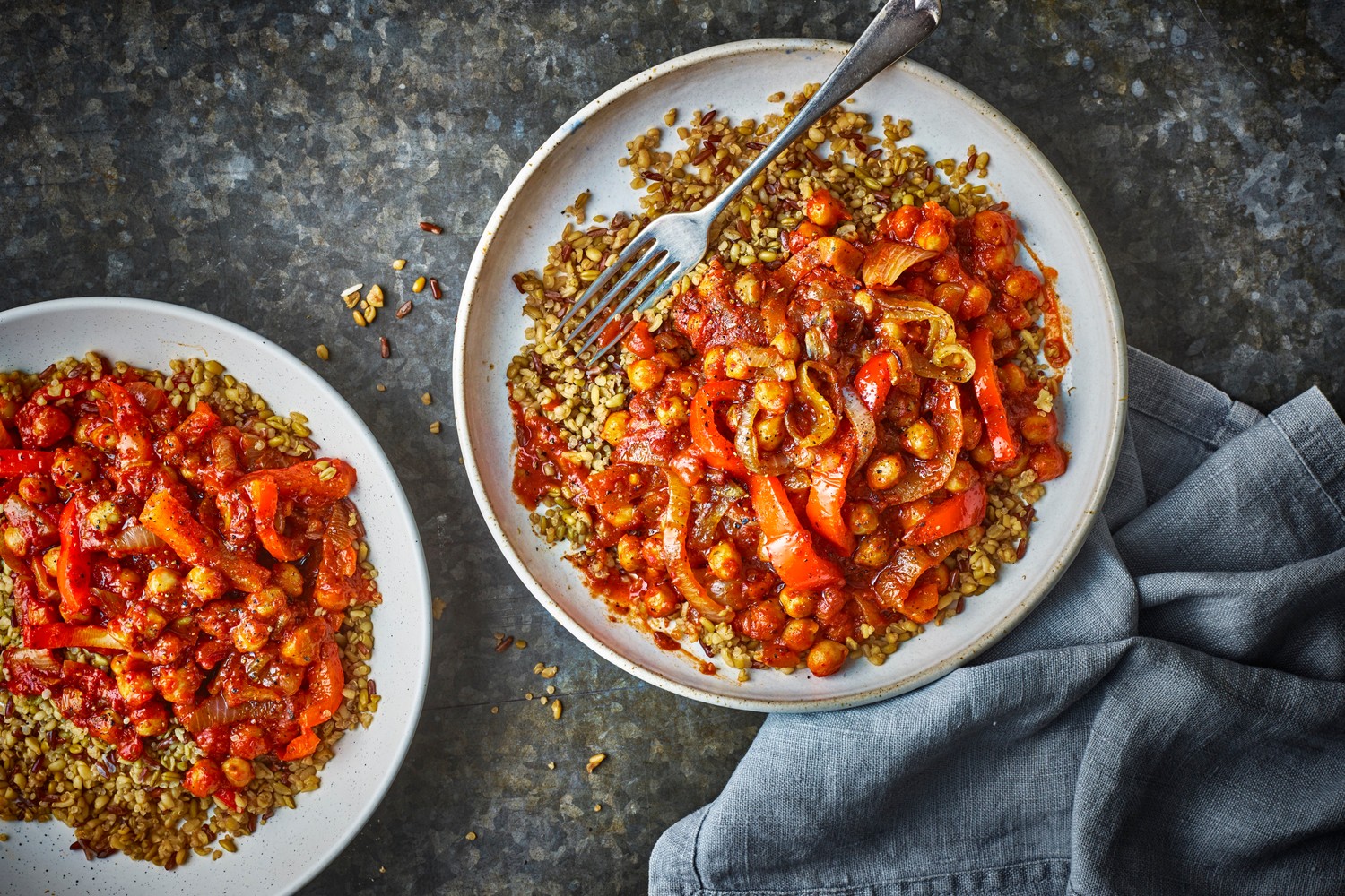 Quick and easy smoky vegan ’nduja chickpea ragu with grains