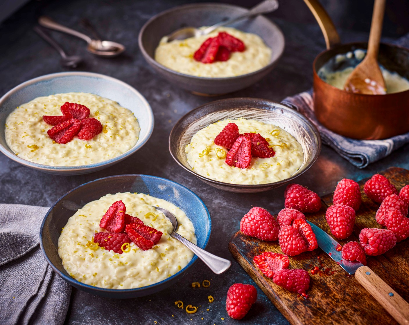 Creamy rice pudding with Sapphire raspberries