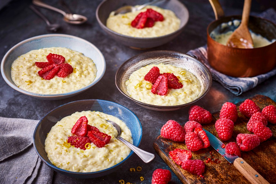 Creamy rice pudding with Sapphire raspberries Recipe | M&S