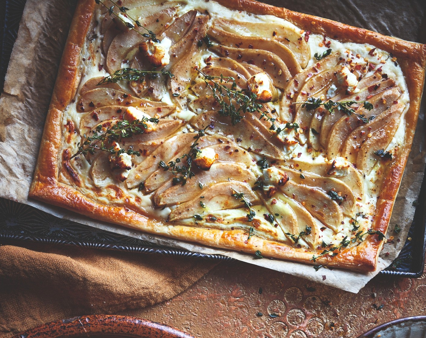 Caramelised pear and goat's cheese tart