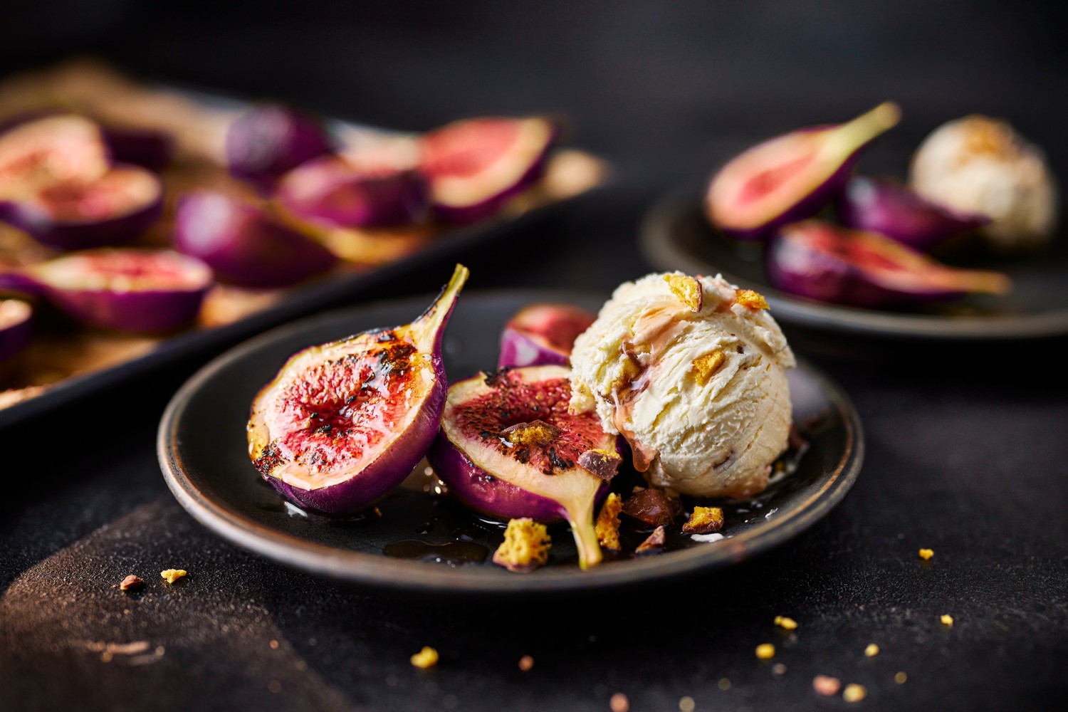 Honey-roasted figs with no-churn honeycomb ice cream recipe