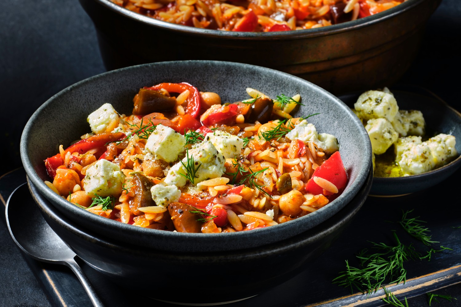 Chickpea, orzo and tomato stew