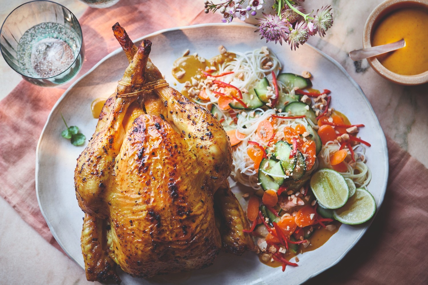 Satay-roast chicken with pickled salad