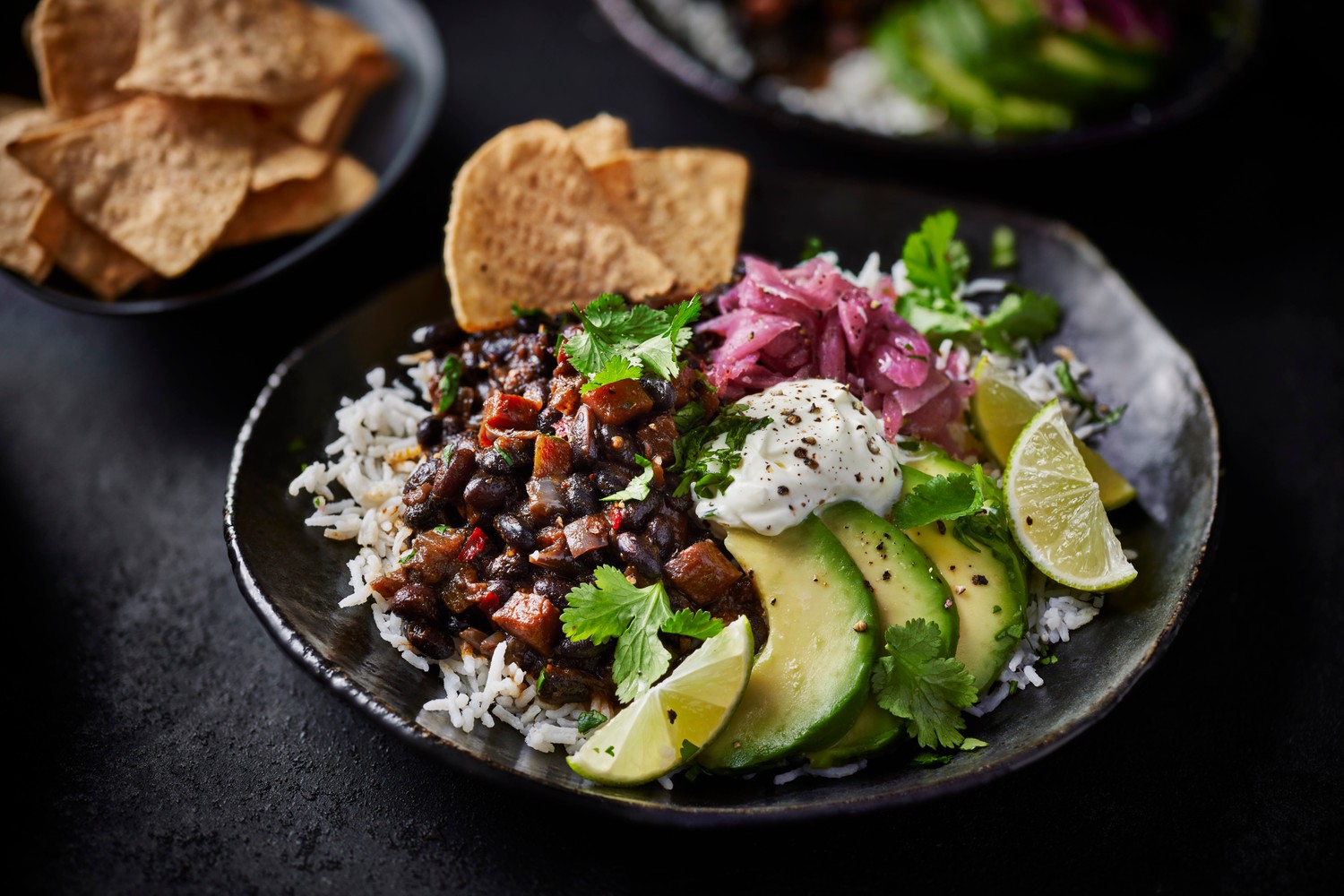 Black bean and avocado taco bowls
