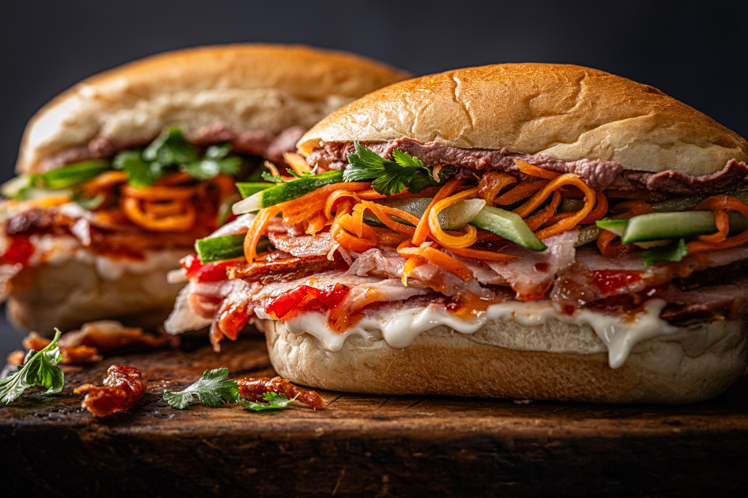 Chilli jam-glazed gammon banh mi