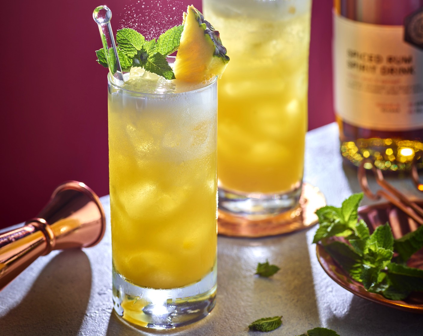 step 3 Garnish with pineapple (1 piece) and mint.