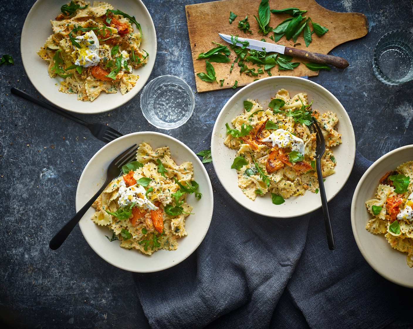 Roast squash and ricotta pasta with mozzarella