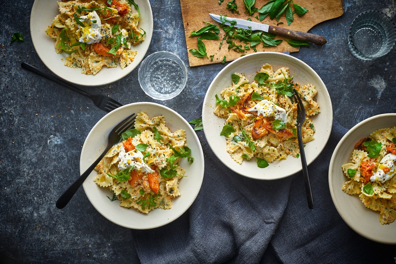 Roast squash and ricotta pasta with mozzarella