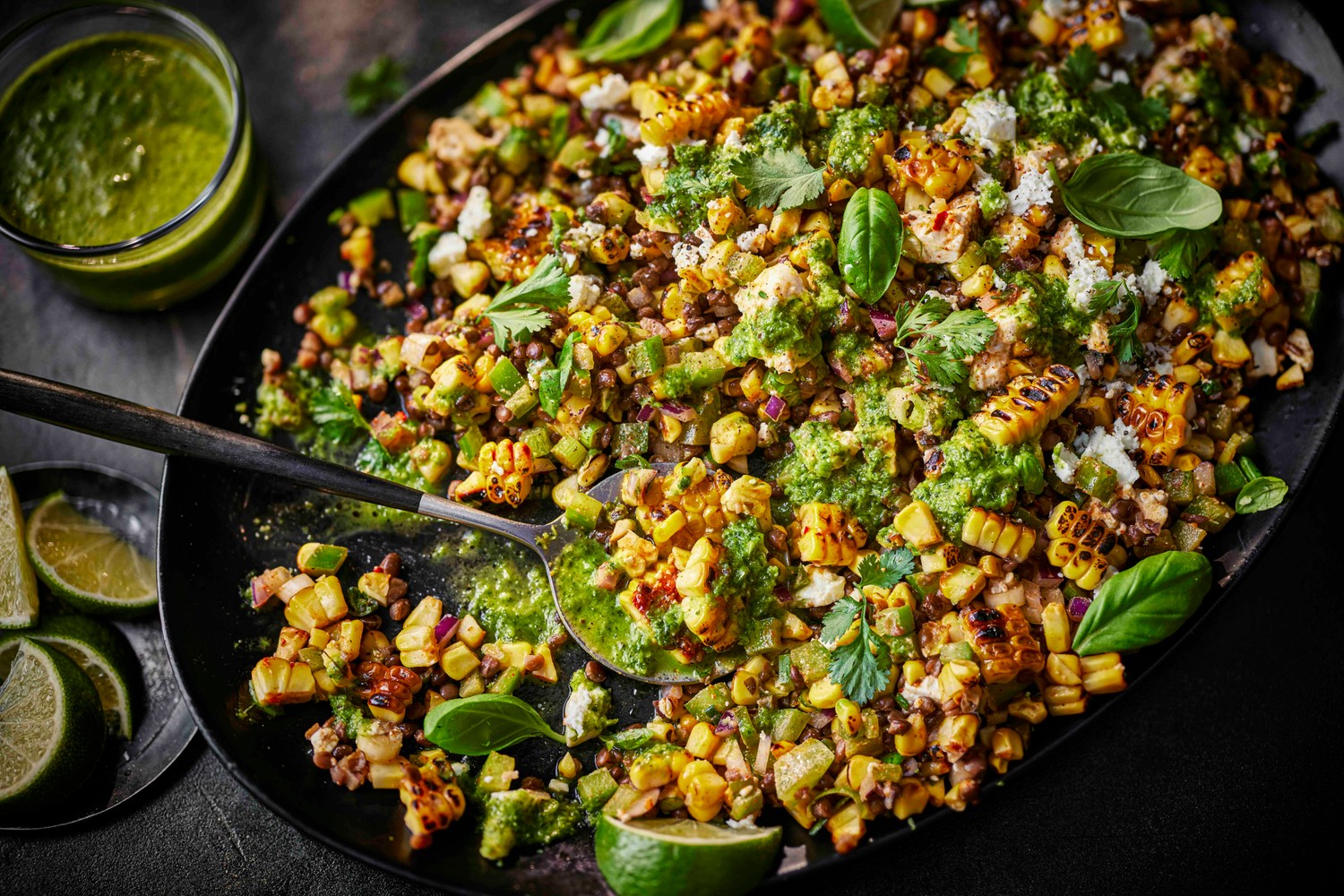 Emily English’s summery charred corn and beluga lentil salad recipe