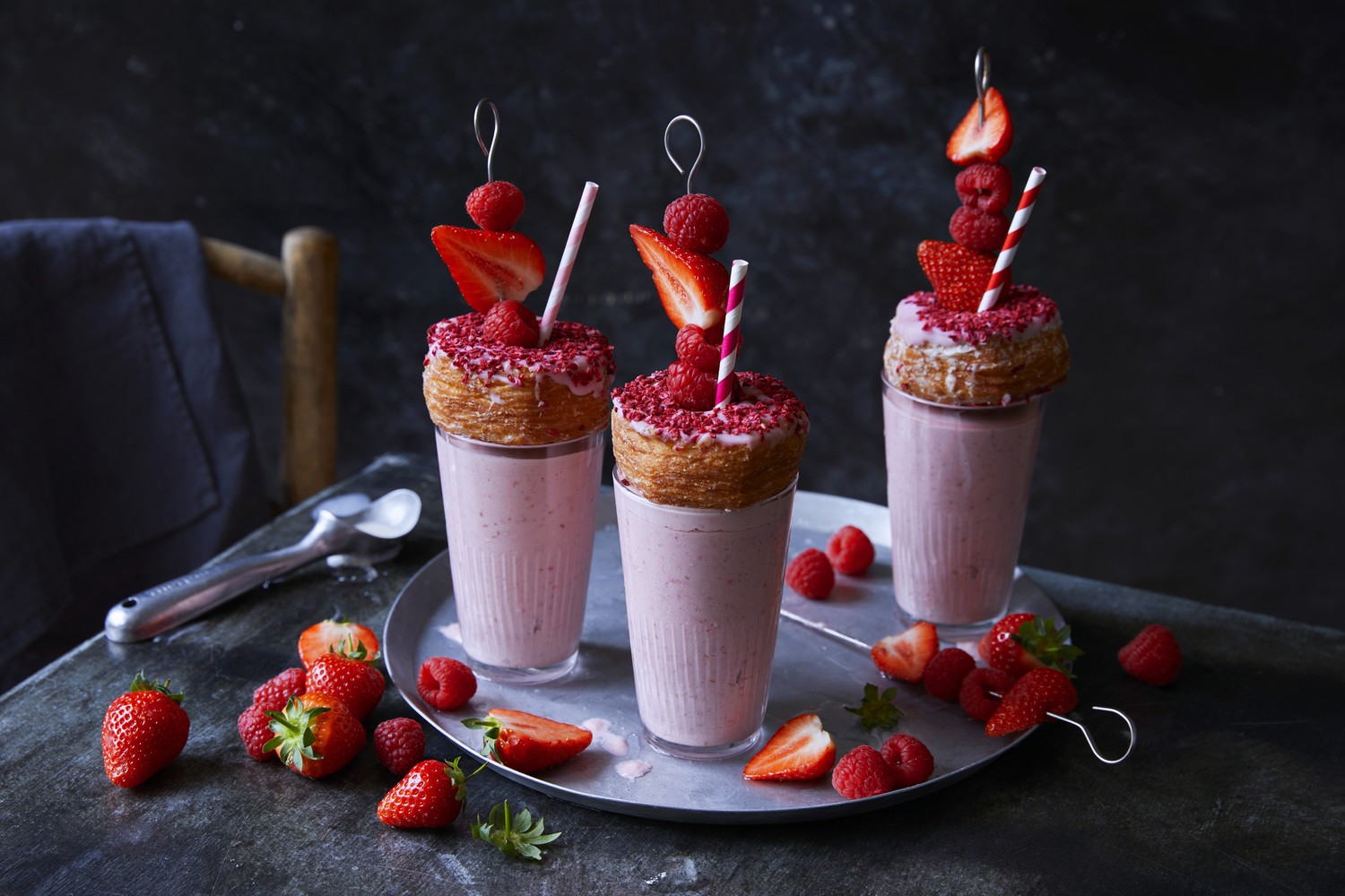 Summer berry ice cream milkshake