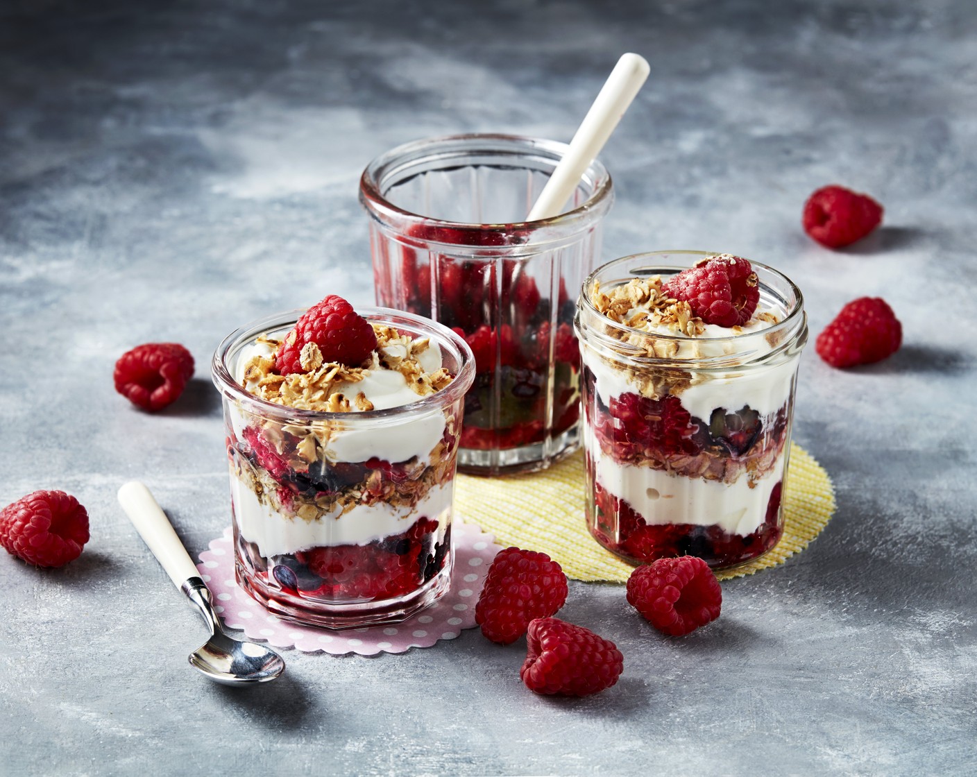 step 3 To serve, layer everything into four glasses, dotting extra fresh raspberries as you go, then finish with a drizzle of Collection Scottish honey (1/2 tsp) and whisky.