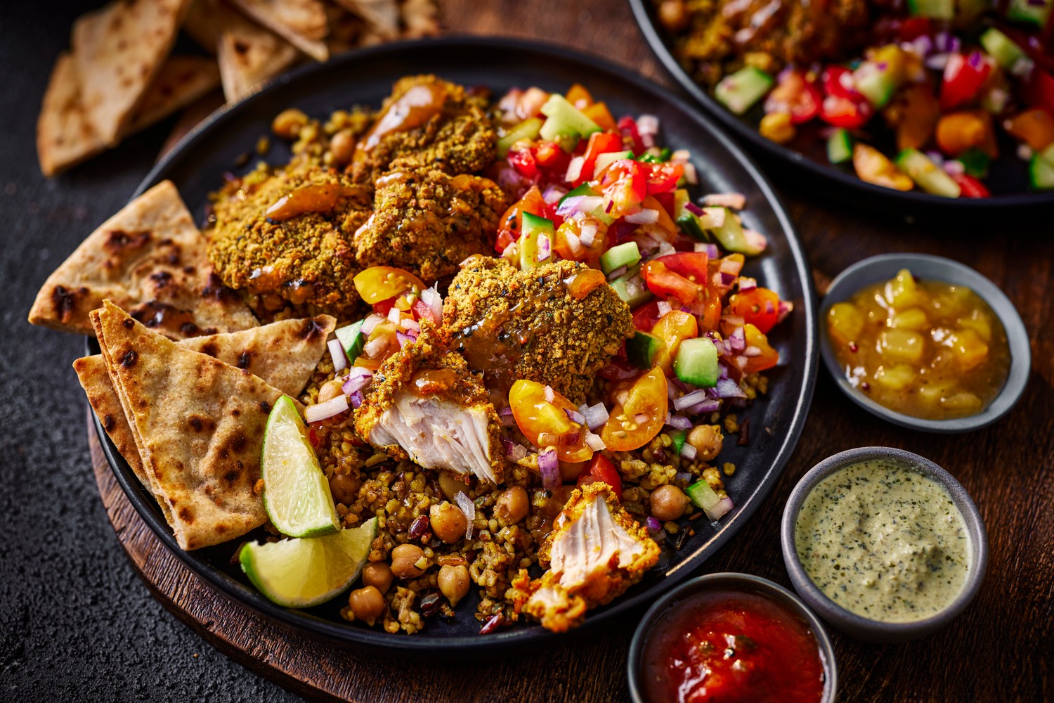 Crunchy masala chicken grain bowl recipe