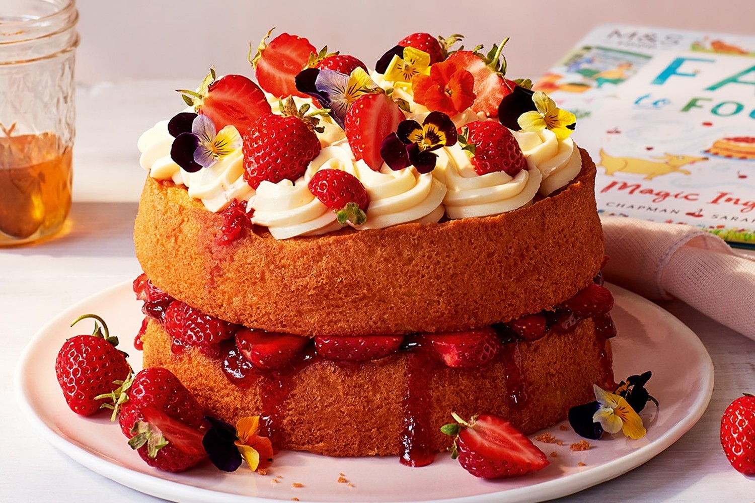Berry and honey Victoria sandwich cake