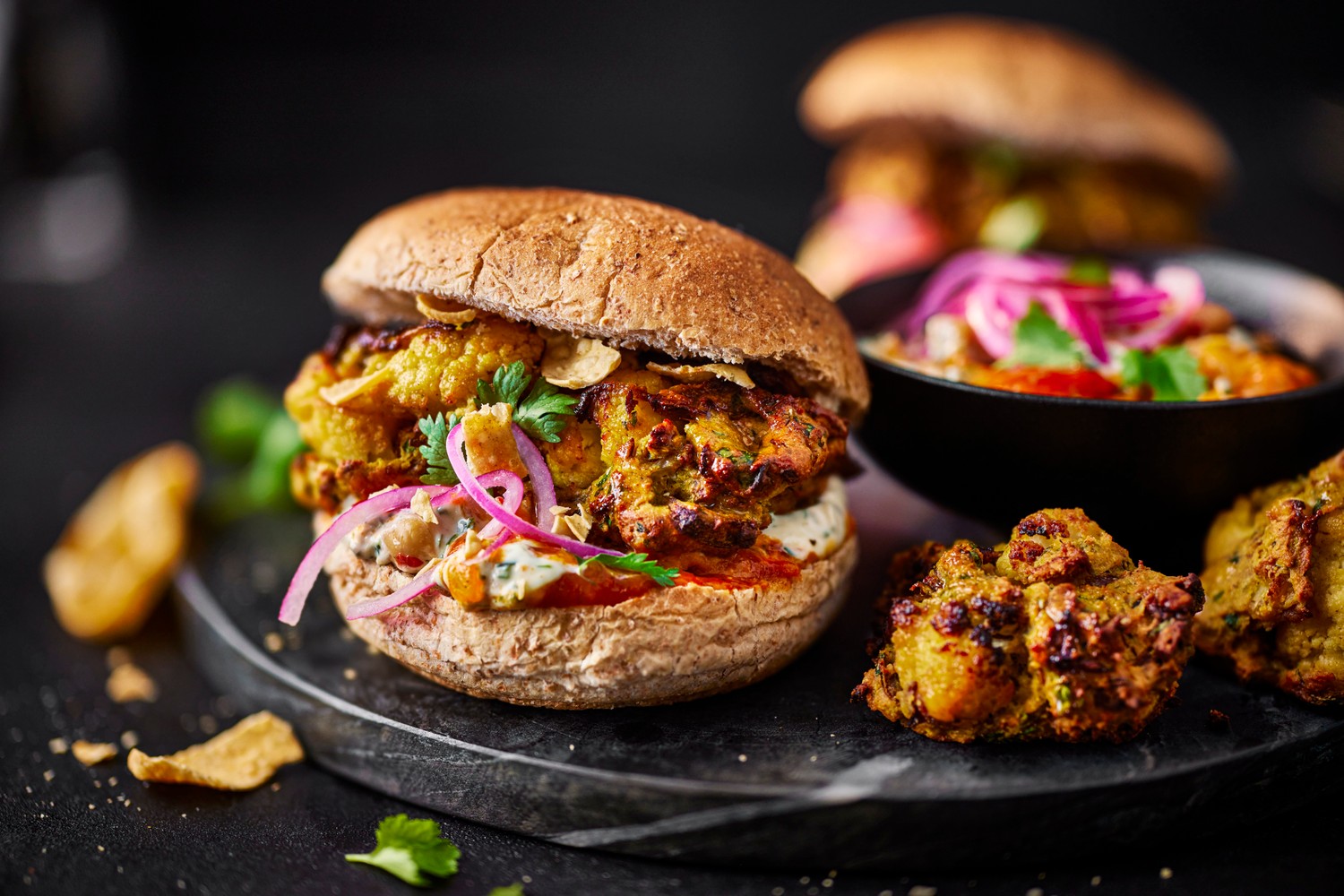 Cauliflower and onion bhaji baps recipe