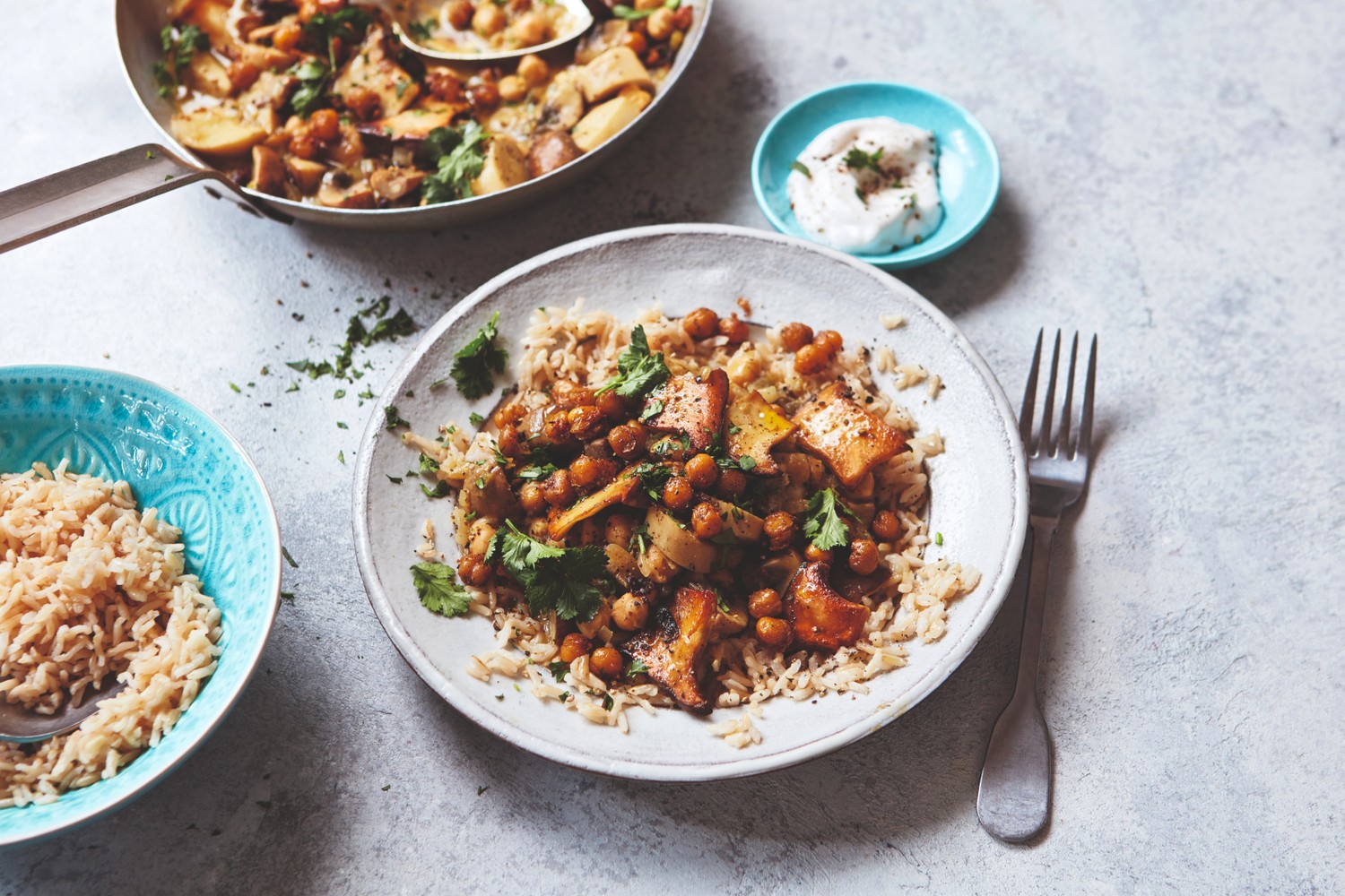 Mushroom, chickpea and coconut curry