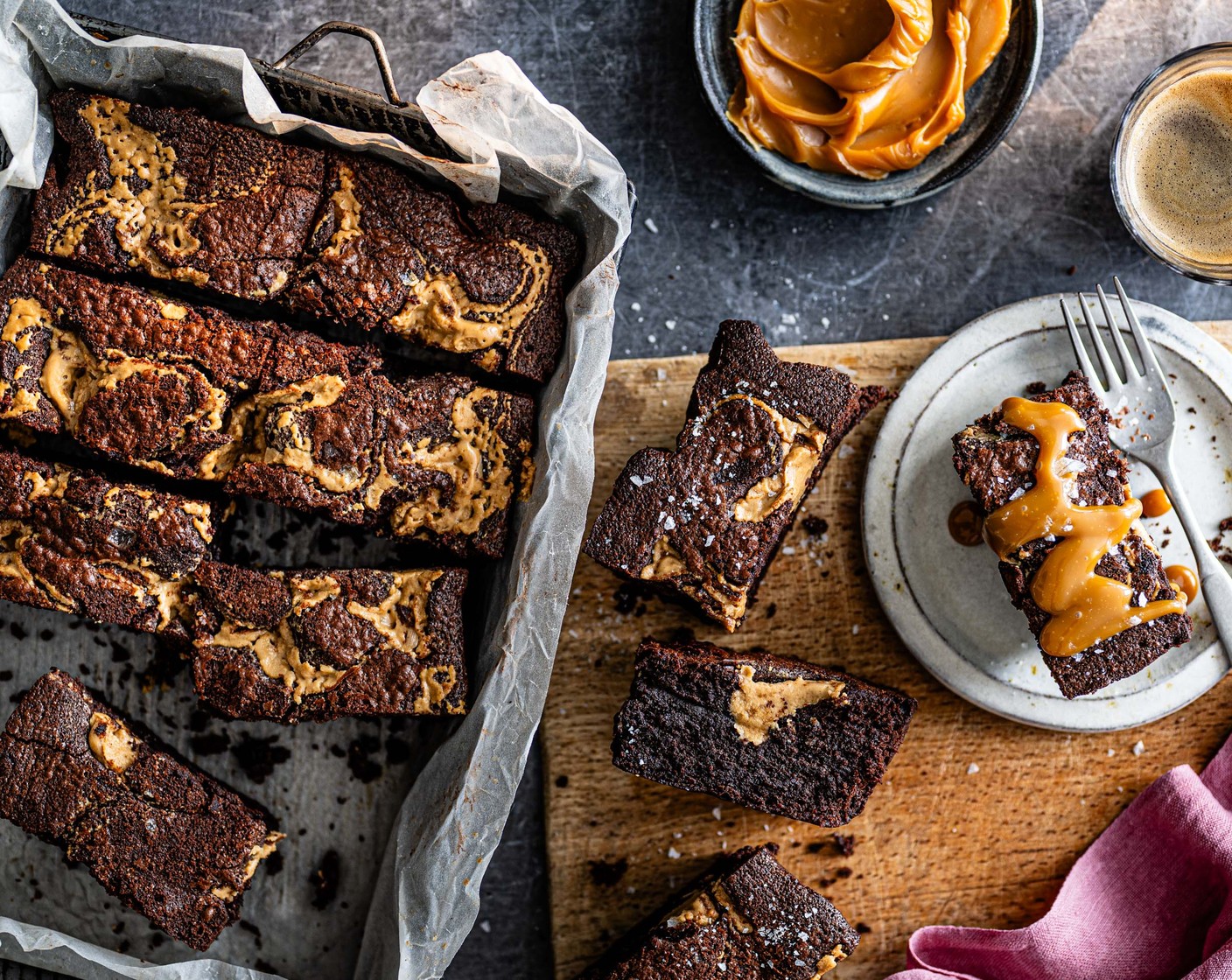 Tahini Brownies with Salted Caramel Sauce Recipes M&S Recipe M&S
