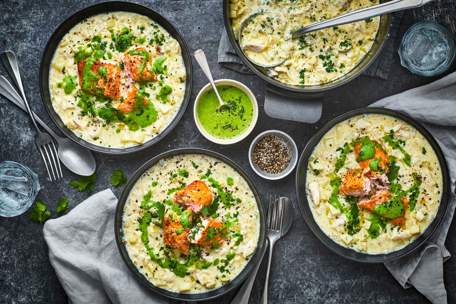 Cullen skink and Scottish salmon fillet