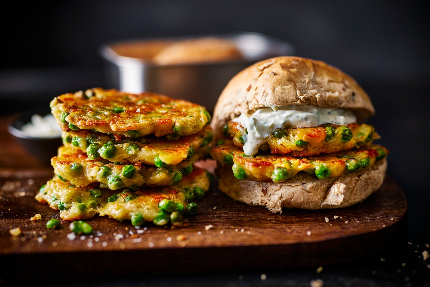 Pea and cheddar fritters recipe