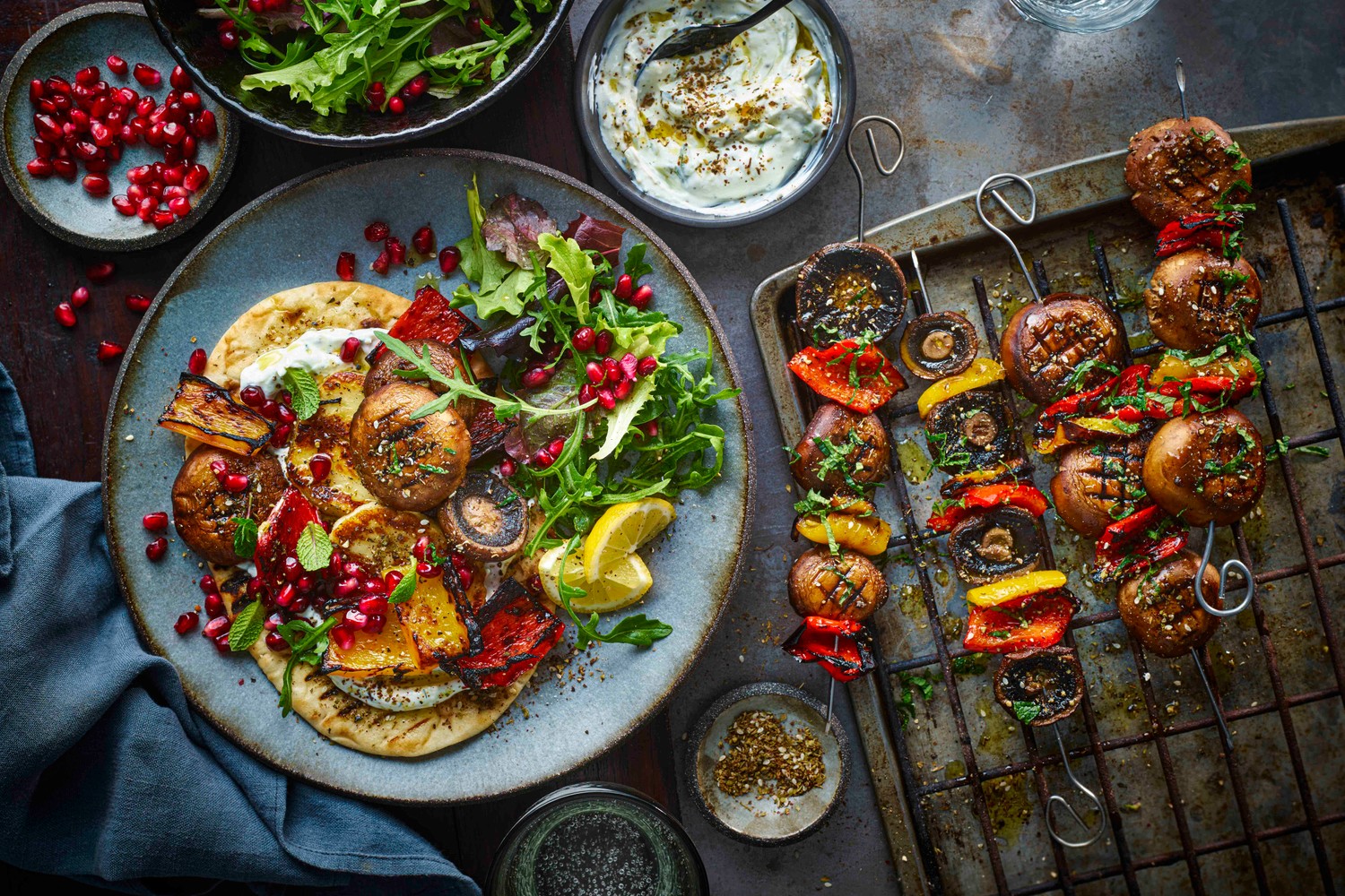 Mushroom and pepper kebabs