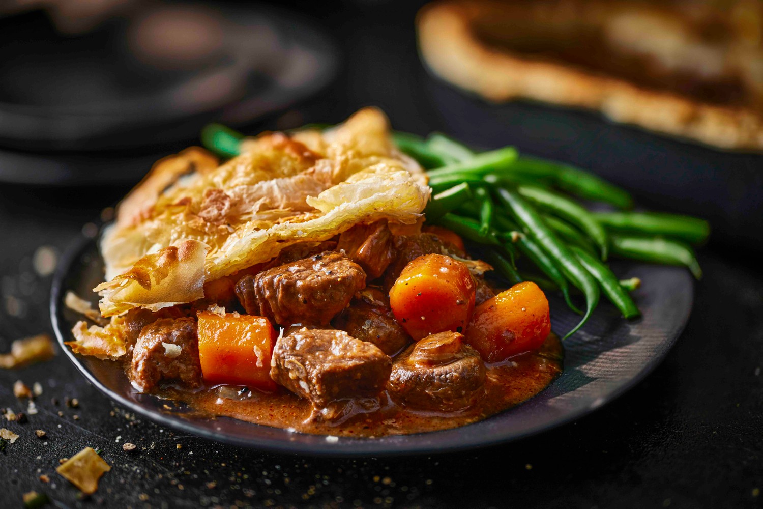 Freeze-ahead beef bourguignon pie