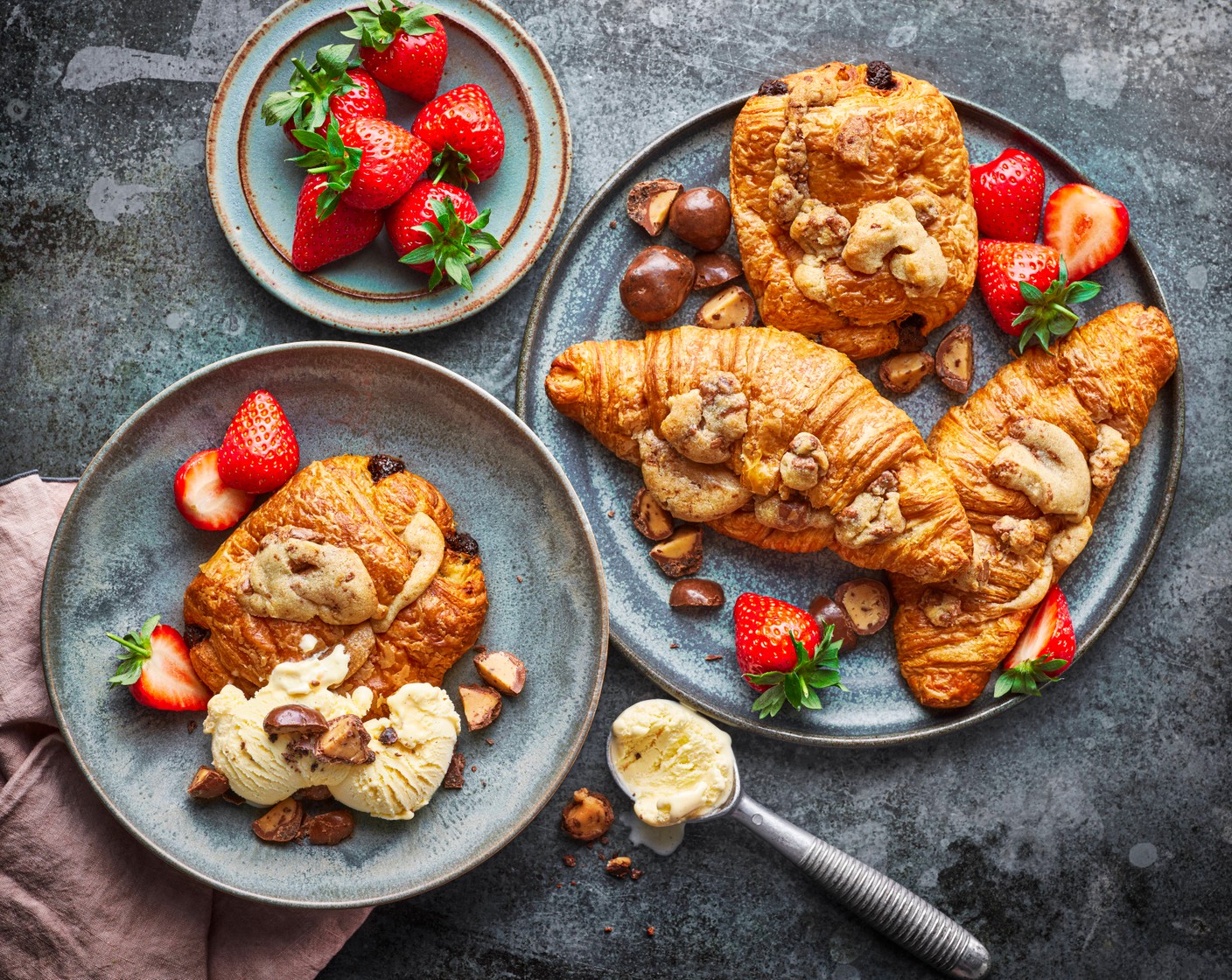 step 2 Serve with a scoop of M&S Cornish vanilla dairy ice cream (as needed) then scatter with the crushed M&S milk chocolate cookie dough bites (140 g) and fresh fruit of choice, such as M&S British strawberries (as needed).