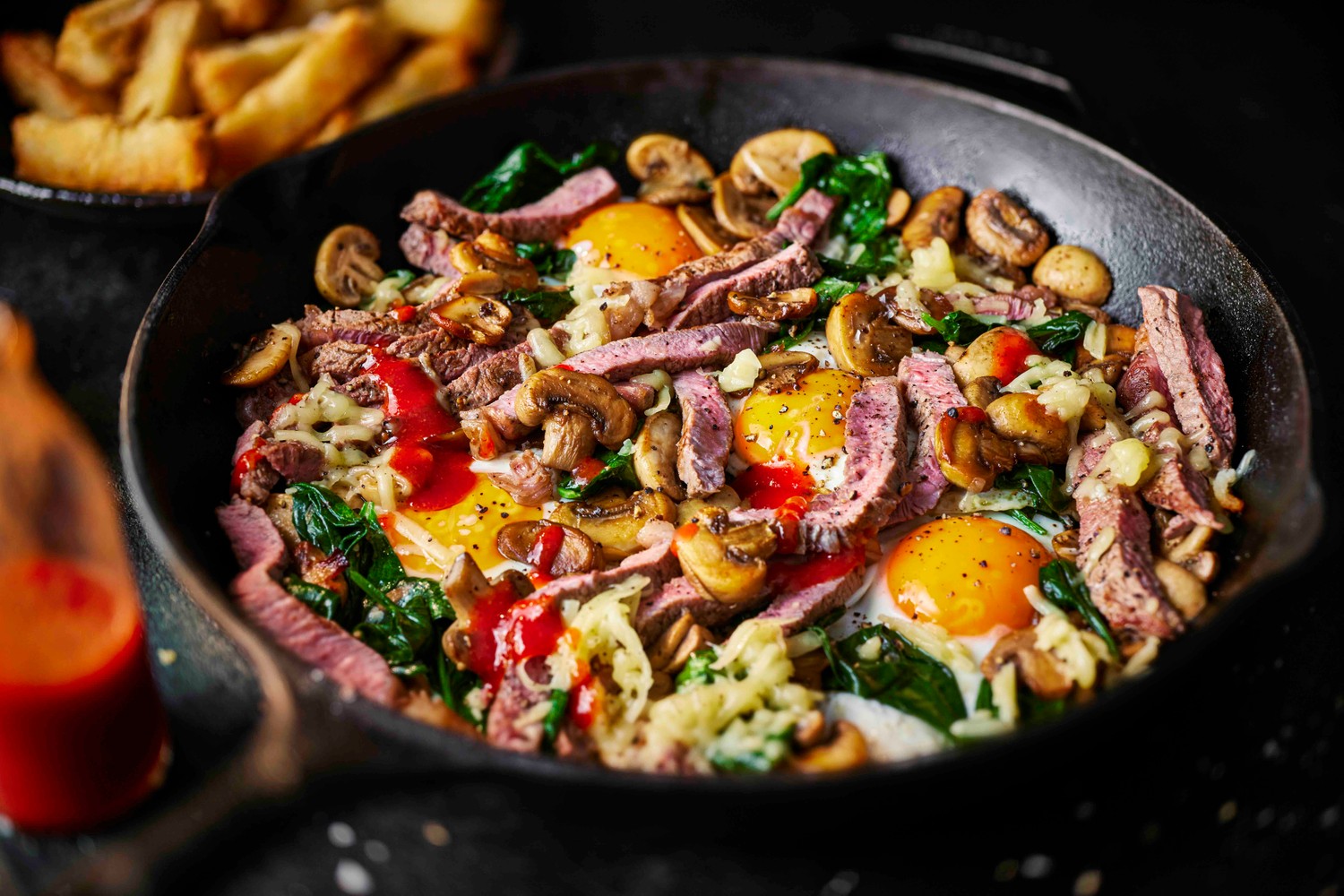 One pan steak and egg hash