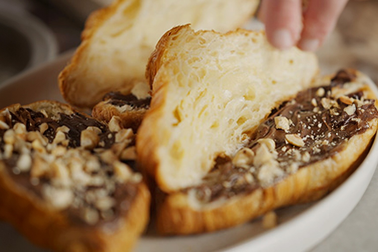 Chocolate hazelnut crème croissants