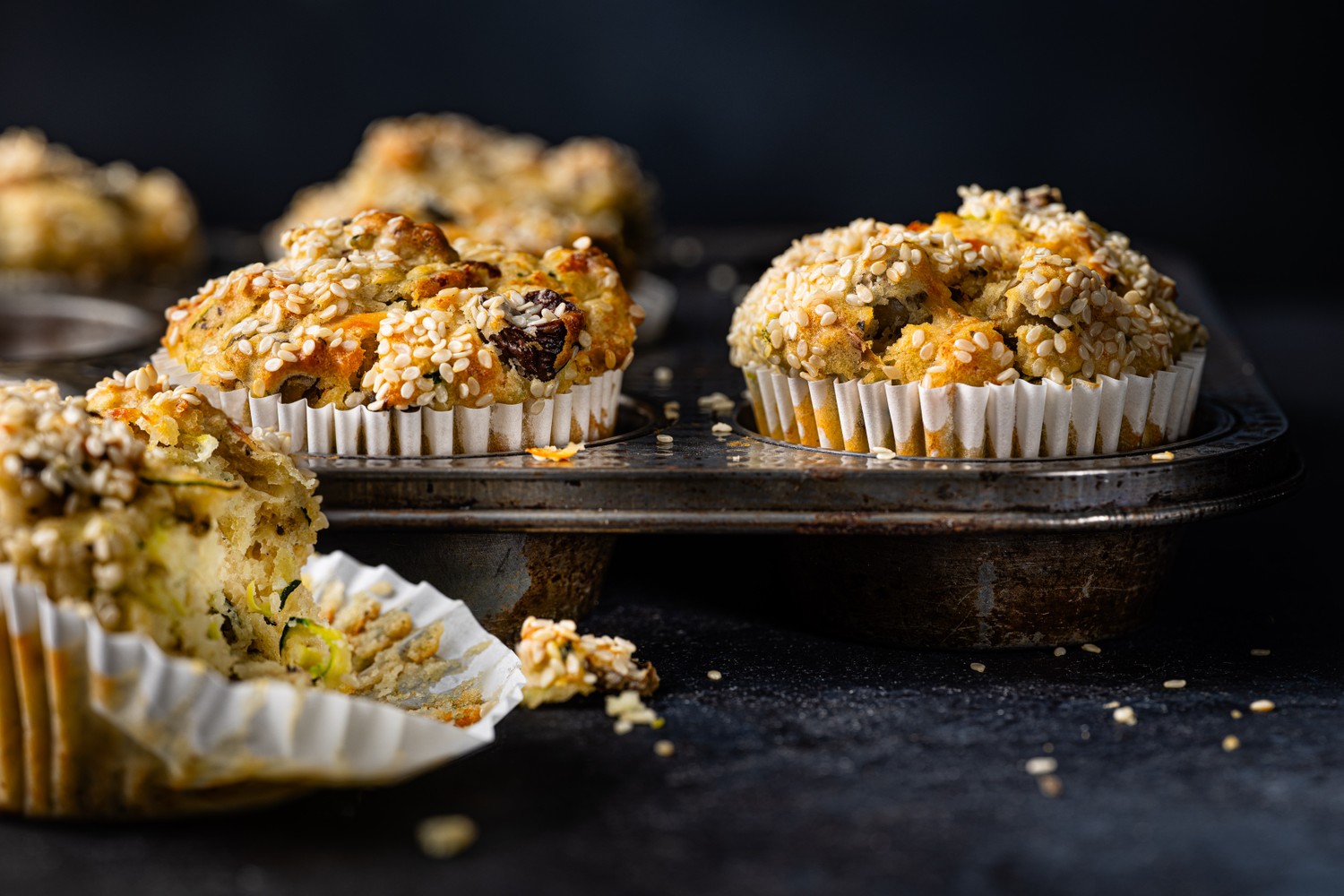 Courgette and halloumi muffins