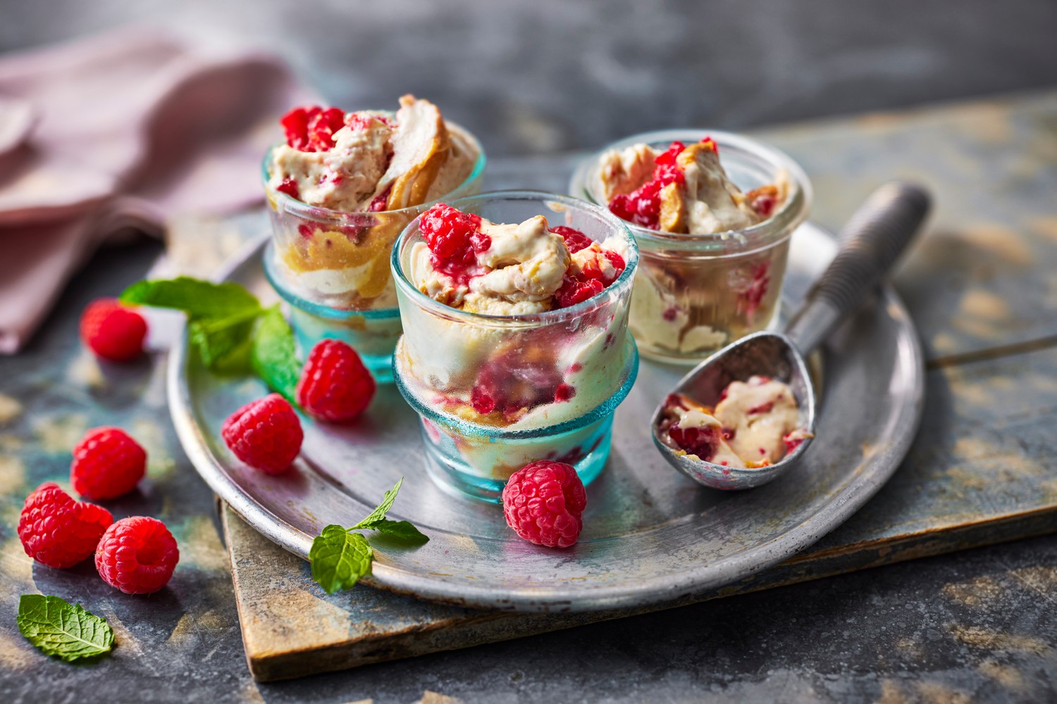 Peanut butter, raspberry ripple and banana fro-yo