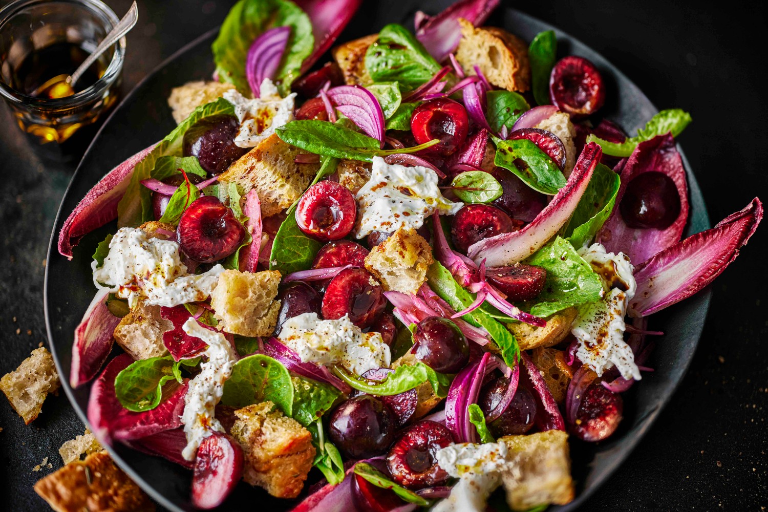 Cherry and burrata panzanella recipe