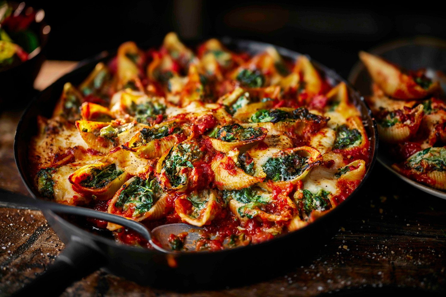 Tom’s baked greens and ricotta pasta shells