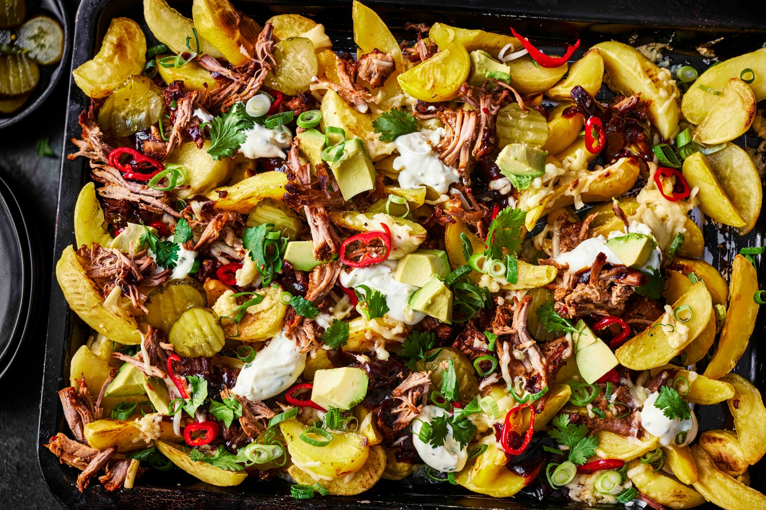 BBQ pork loaded wedges recipe