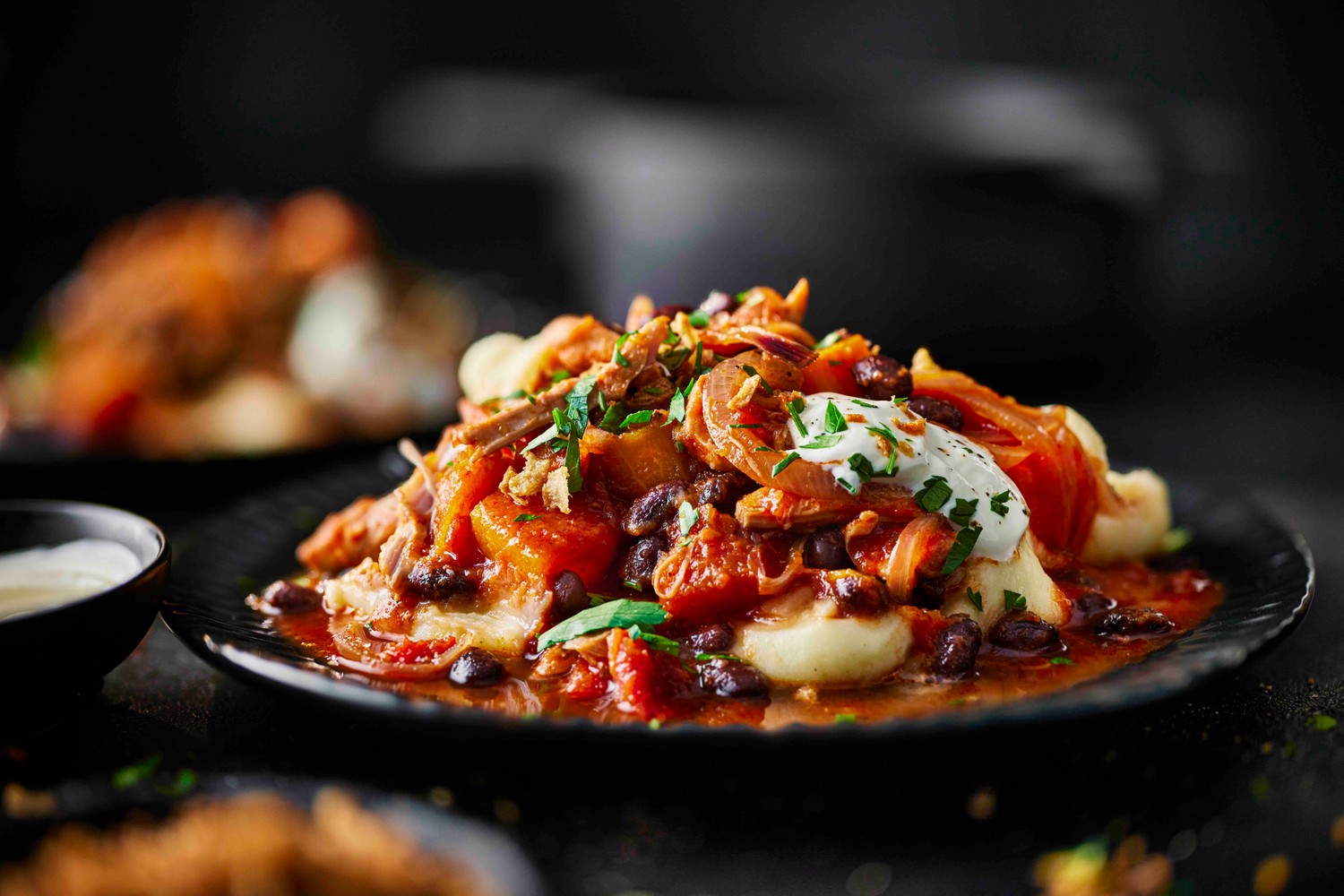 Slow-cooked smoky shredded chicken casserole