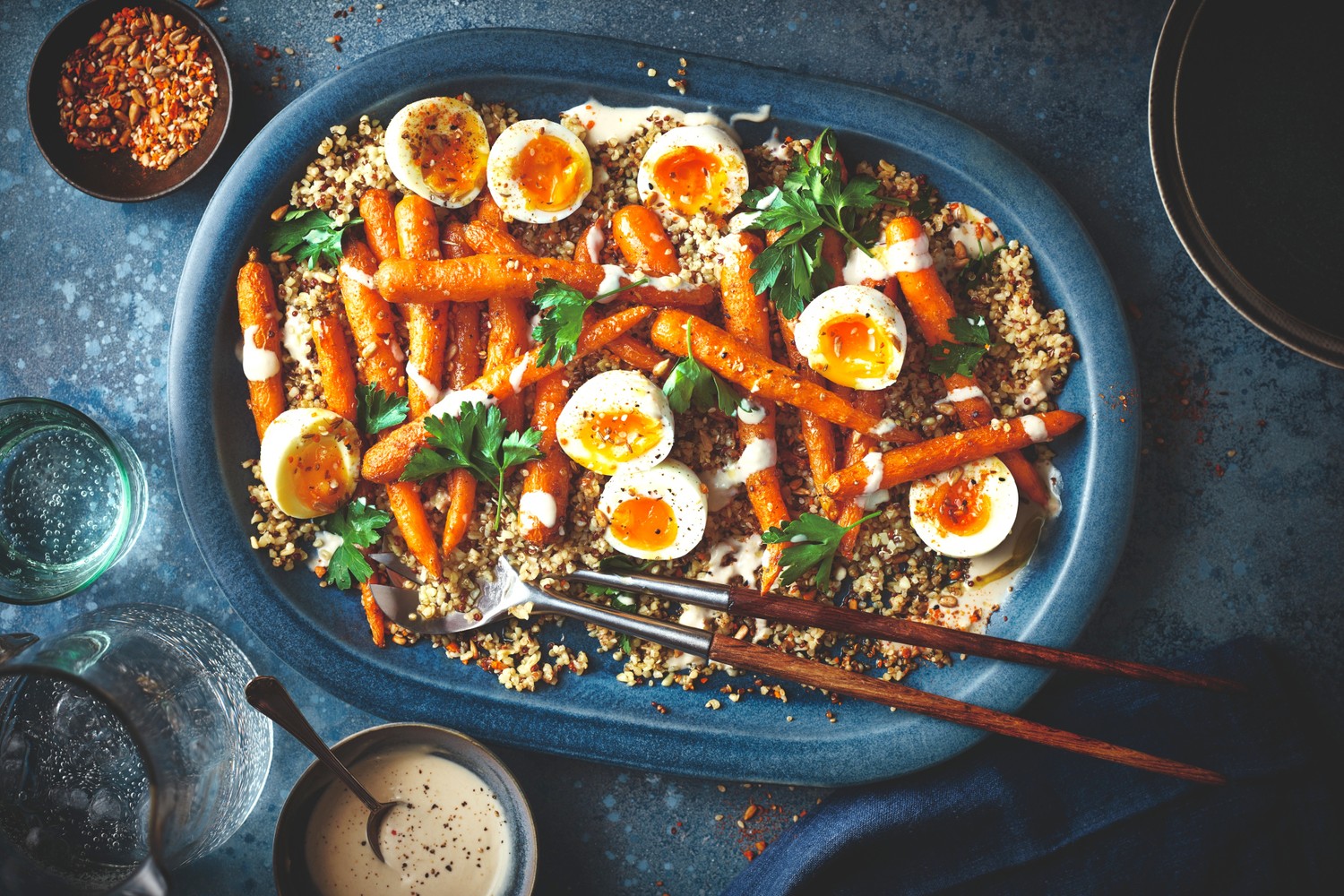 Carrot, grain and tahini salad